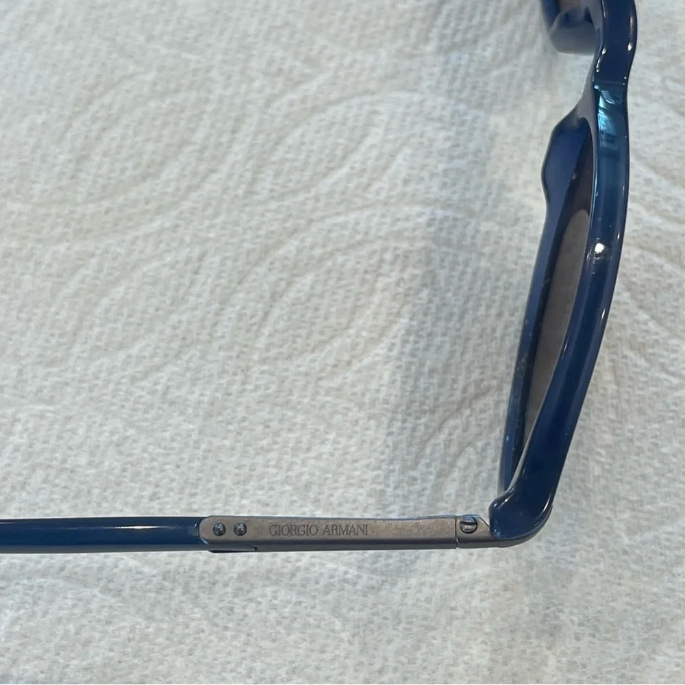 Giorgio Armani blue round sunglasses with metal trim men’s